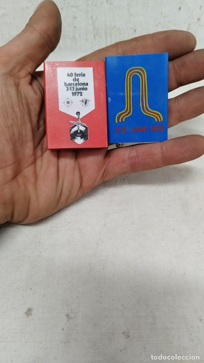 Cajas de Cerillas: 2 antiguas cajas de cerillas de pl&aacute;stico,de 40 feria de Barcelona 1972 y 41 feria Internacional 1973
