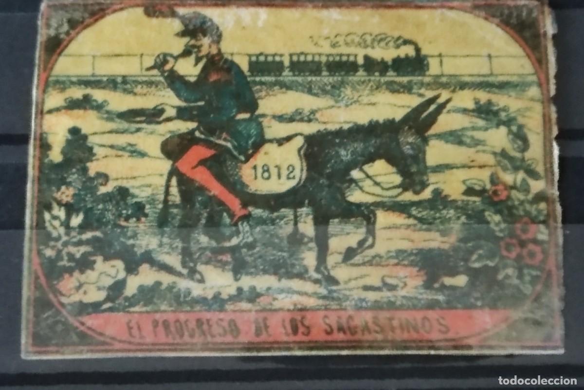 Cajas de cerillas: Cromo de cerillas antiguo El Progreso de los Sagastinos 1912 - Foto 2