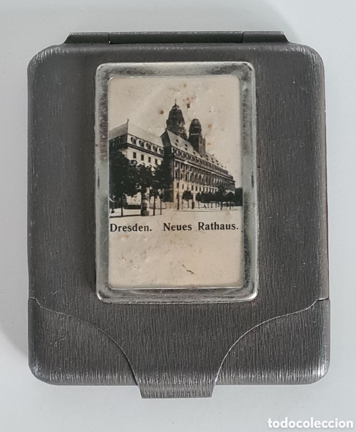 Bo&icirc;tes d'Allumettes: Antigua Caja Funda Met&aacute;lica Neues Rathaus Dresden para Cerillas Jupiter I - Germany - Fotograf&iacute;a