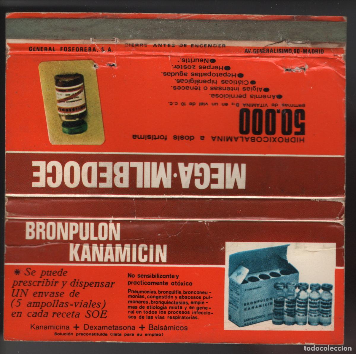 Cajas de cerillas: CERILLAS - BROPULON KANAMICIN / MEGA MILBEDOCE - Foto 1