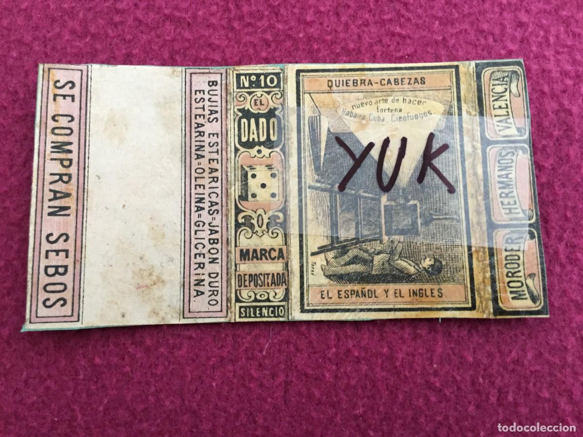 Cajas de Cerillas: COMPLETO ENVOLTORIO CAJA CERILLAS EL DADO -VALENCIA -SIGLO XIX - 1865'S -LINTERNA MAGICA CUBA HABANA