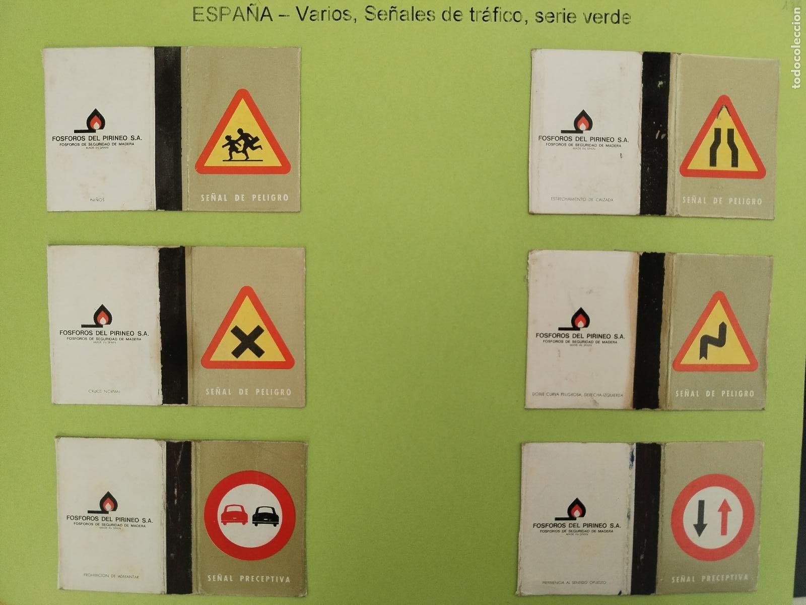 Cajas de Cerillas: COLECCION CAJA DE CERILLAS, ESPA&Ntilde;A, SE&Ntilde;ALES DE TRAFICO SERIE VERDE, 8 CAJAS - c171