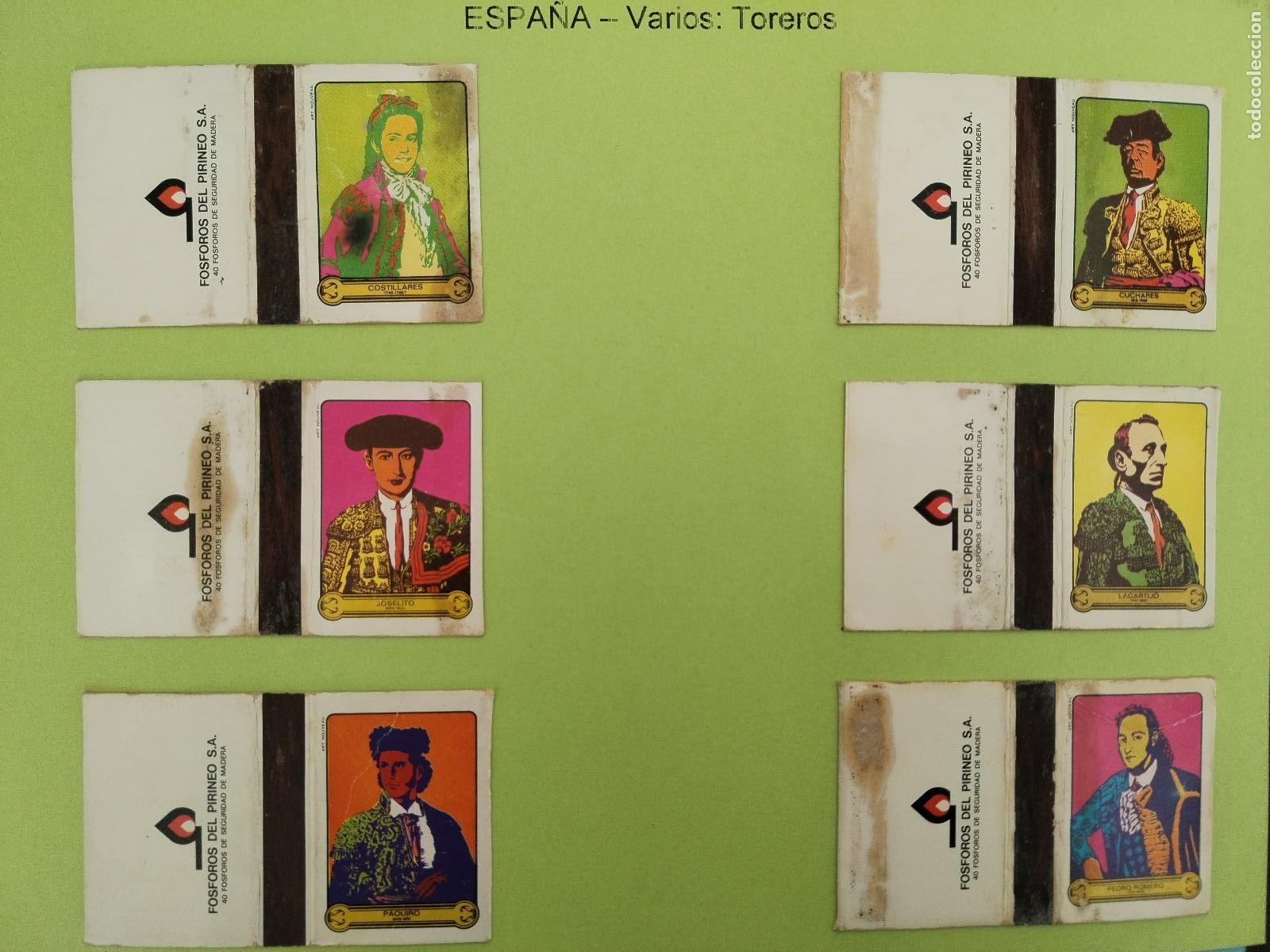 Cajas de Cerillas: COLECCION CAJA DE CERILLAS, ESPA&Ntilde;A, TOREROS, 7 CAJAS - c171