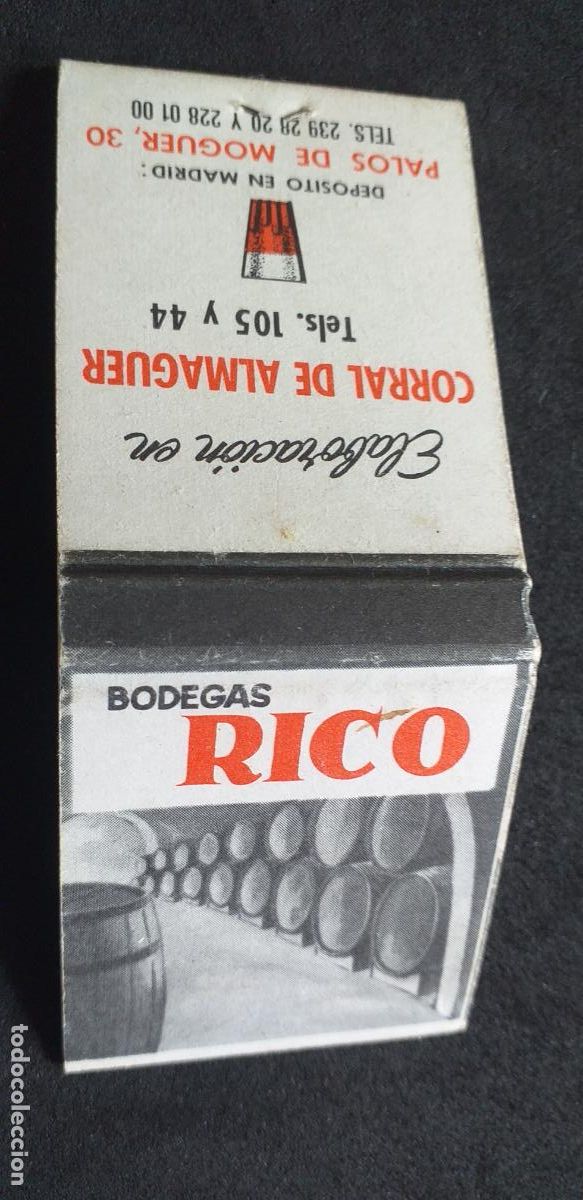 Cajas de Cerillas: CAJA CERILLAS-V38-C-CARTERITA PEQUE&Ntilde;A-PALOS DE MOGUER-BODEGAS RICO