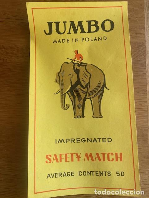 Cajas de Cerillas: Safety Matches Jumbo. Cerillas Inglesas. Etiqueta publicitaria 25 x 13.5 cm