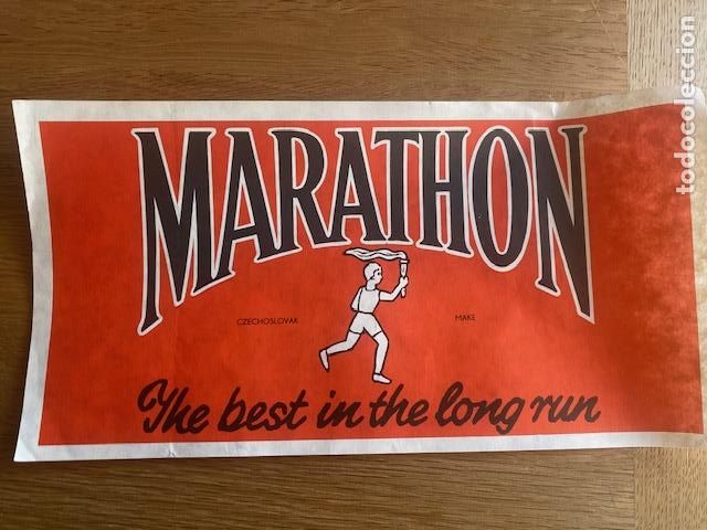 Cajas de Cerillas: Safety Matches Marathon. Cerillas Inglesas. Etiqueta publicitaria 28.5x 15 cm