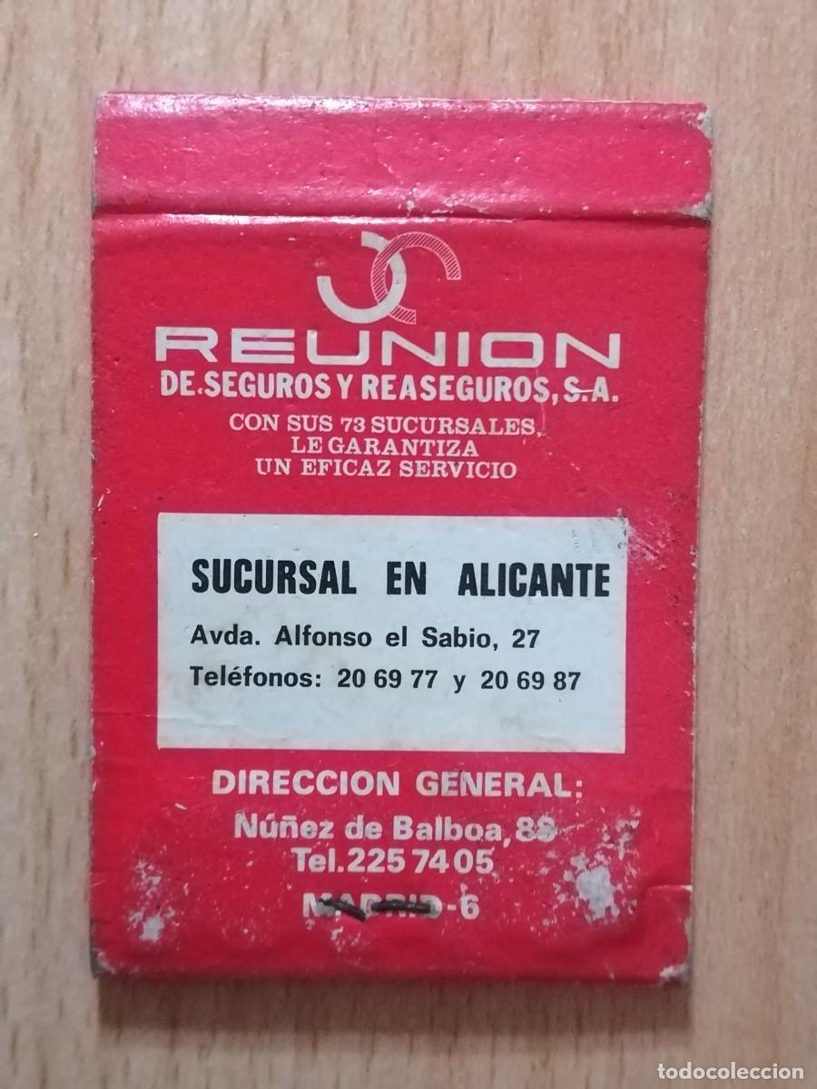 Cajas de cerillas: Caja de cerillas. Reuni&oacute;n de Seguros y Reaseguros, S.A. Alicante. - Foto 2