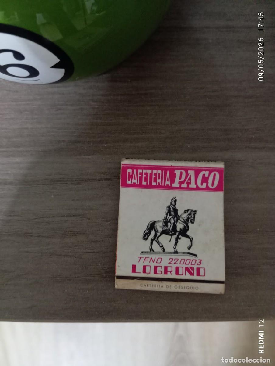 Cajas de Cerillas: CAJA DE CERILLAS CAFETERIA PACO LOGRO&Ntilde;O