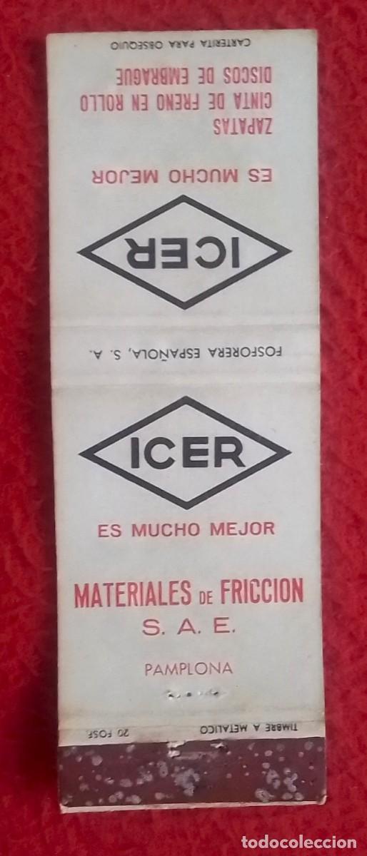 Cajas de Cerillas: CAJA DE CERILLAS MATCHBOX BO&Icirc;TE D&acute;ALLUMETTES MATERIALES FRICCI&Oacute;N ICER PAMPLONA..ZAPATAS CINTA FRENO.