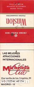 Cajas de Cerillas: CARTERA CERILLAS CLUB MICHELETA PUBLICIDAD WINSTON MADRID