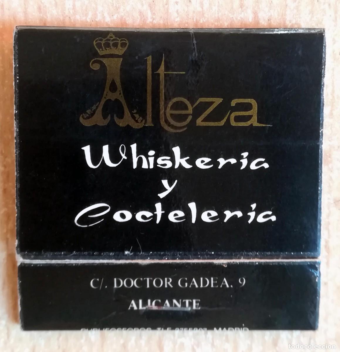 Cajas de Cerillas: Caja de cerillas. Whisker&iacute;a cocteler&iacute;a Alteza, Alicante.