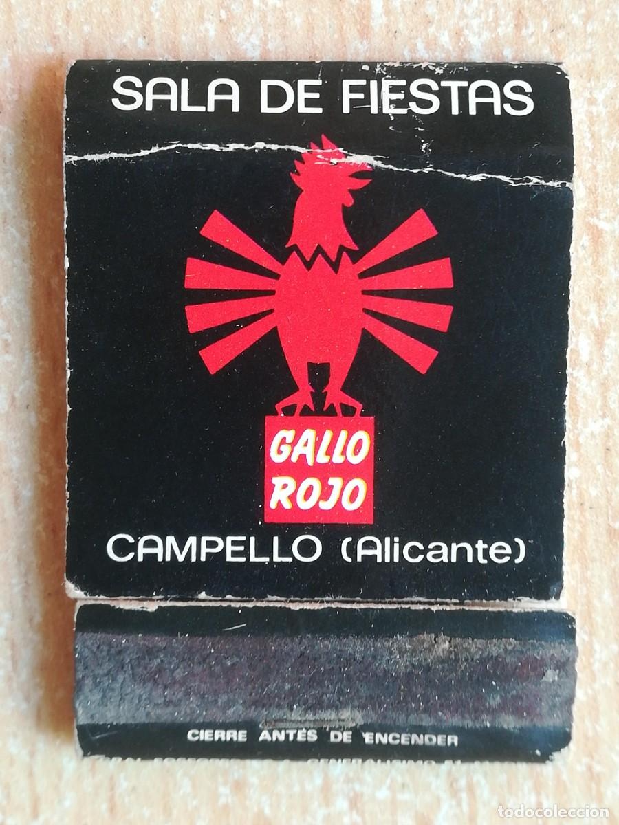Cajas de Cerillas: Caja de cerillas. Sala de fiestas Gallo Rojo, Gallo Verde y Las tres perlas. Campello, Alicante.