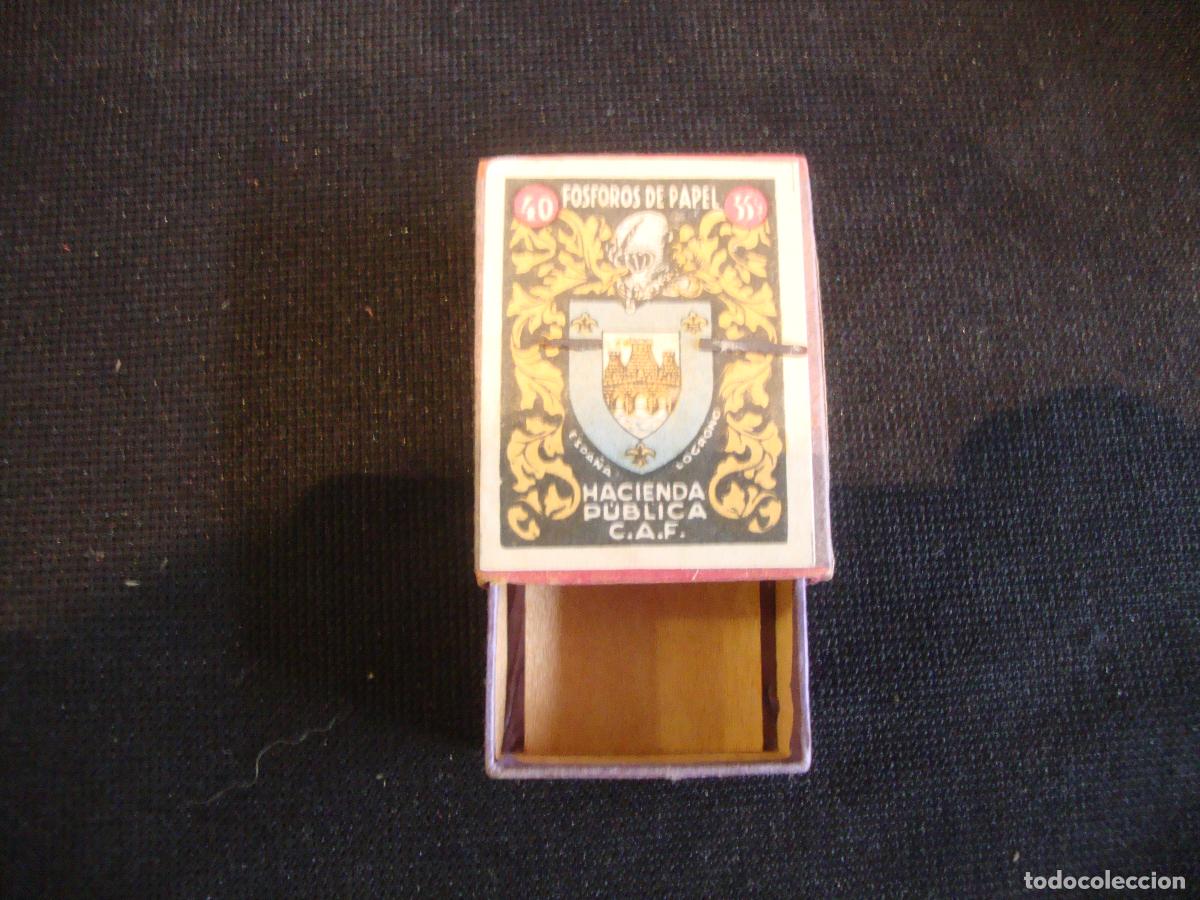 Cajas de Cerillas: CAJA CERILLAS VACIA HACIENDA PUBLICA ESCUDO LOGRO&Ntilde;O