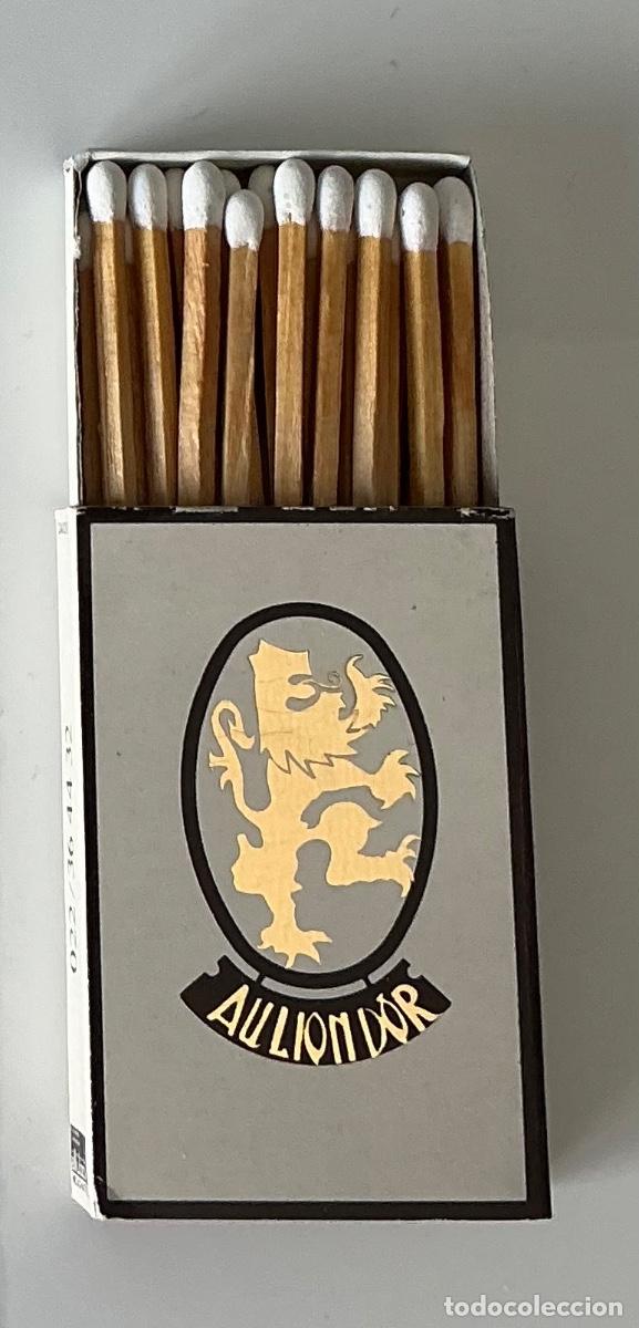 Cajas de Cerillas: Antigua caja cerillas restaurante Au Lion d'Or (Cologny, Suiza) - Chef Henri Large - Allubox Neuch&acirc;t