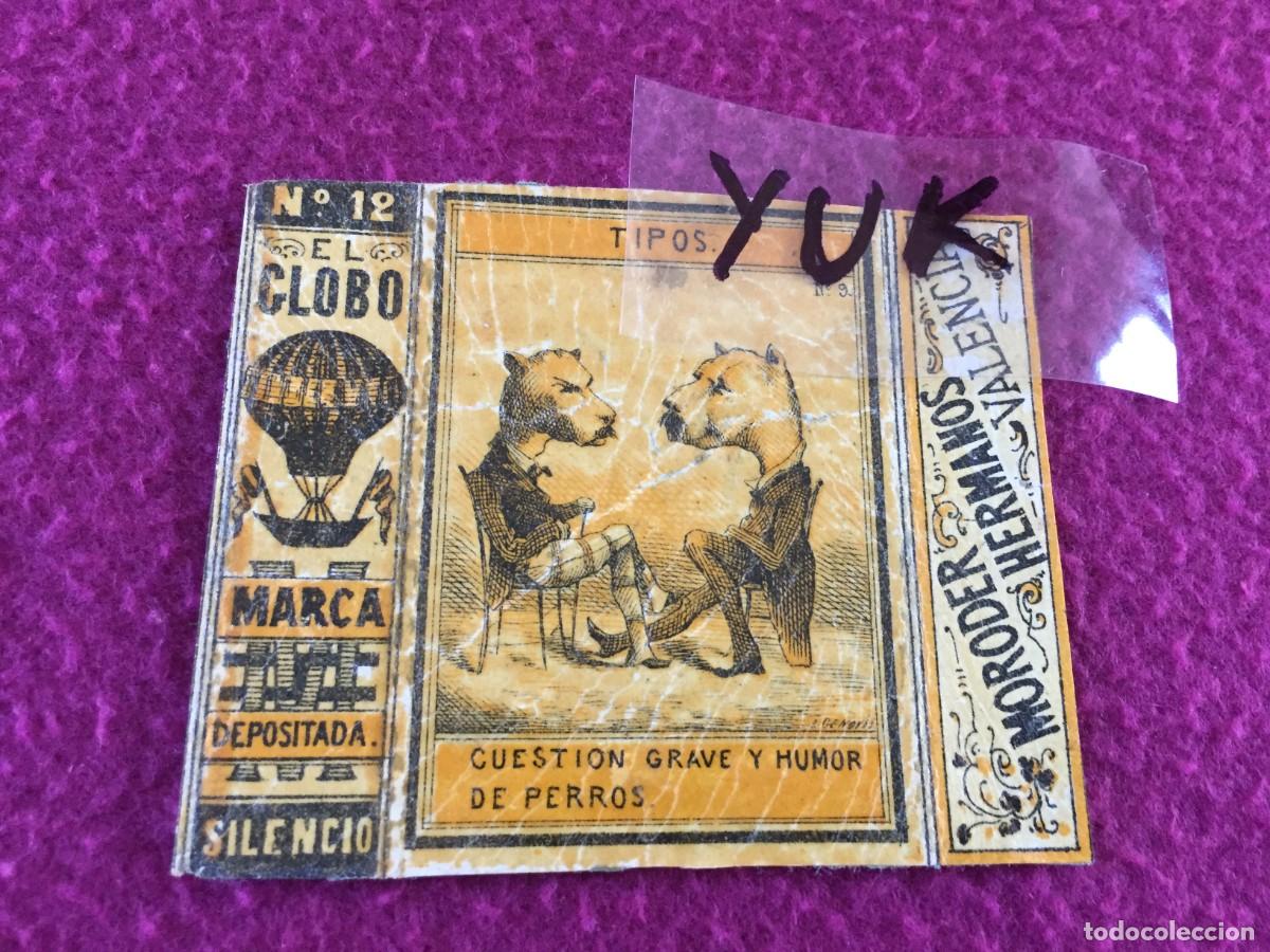 Cajas de Cerillas: ENVOLTORIO CAJA CERILLAS EL GLOBO -VALENCIA - SIGLO XIX - 1870'S - HUMOR DE PERROS