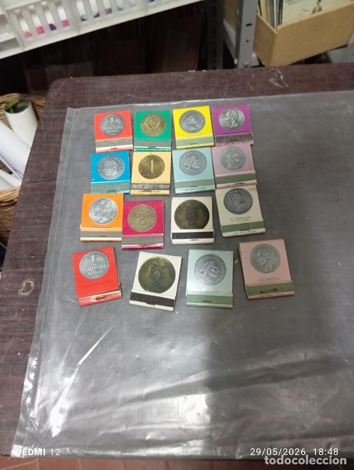 Cajas de cerillas: LOTE 16 CAJAS DE CERILLAS MONEDAS - Foto 1