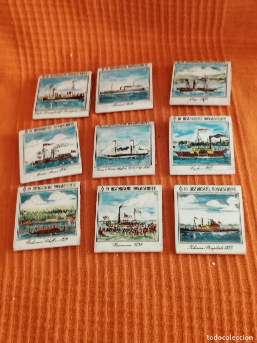 Cajas de Cerillas: Colecci&oacute;n de 9 cajas de cerillas. De la serie. 10 barcos hist&oacute;ricos del Danubio. Publi BrauAG Bier.