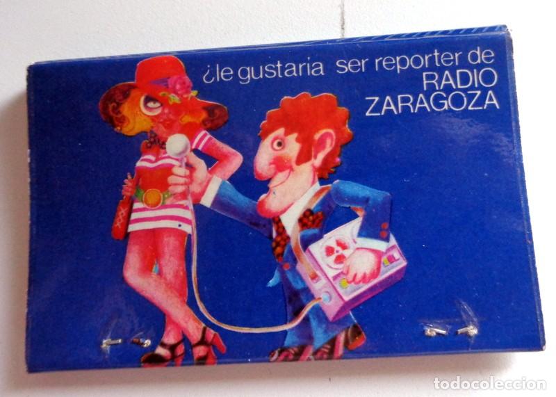 Cajas de Cerillas: ESTUCHE CARTERITA CERILLAS ANTIGUO - RADIO ZARAGOZA - ANUNCIO PARA SER REPORTERO. RARO