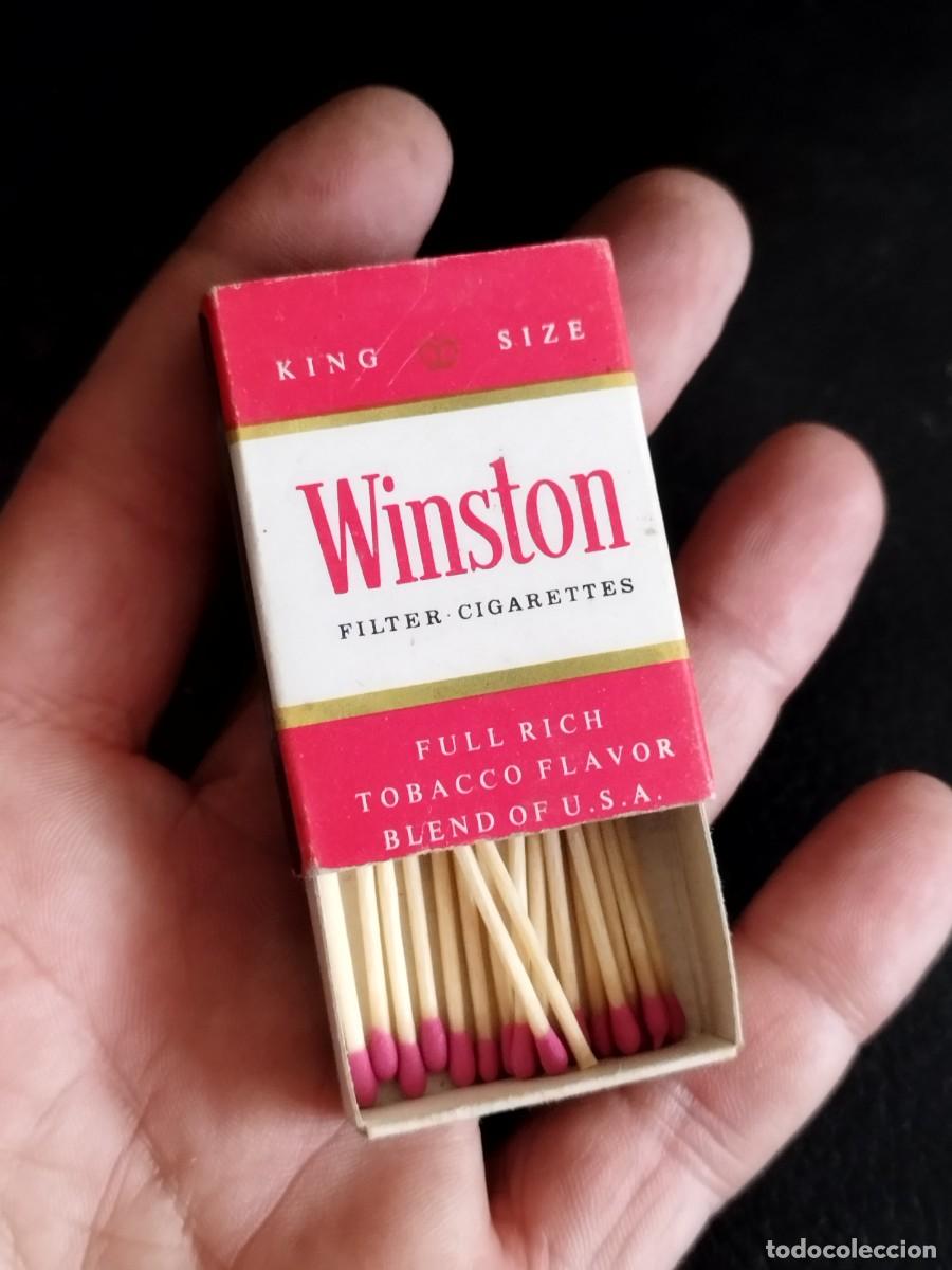 Cajas de Cerillas: Caja de cerillas publicidad tabaco, cigarros Winston.