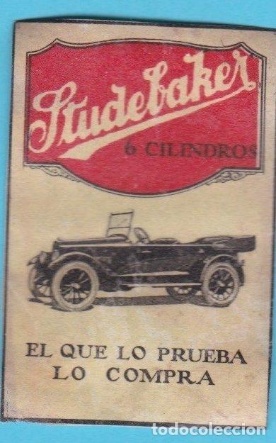 Cajas de Cerillas: STUDEBAKER 6 CILINDROS. CROMO PUBLICITARIO DE CAJA DE CERILLAS A&Ntilde;OS 20