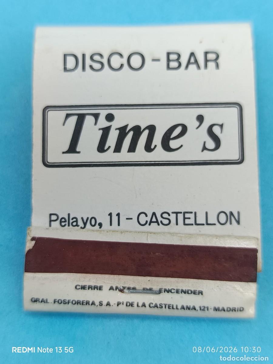 Cajas de Cerillas: CAJA CERILLAS DISCO BAR- TIME&acute;S CASTELLON