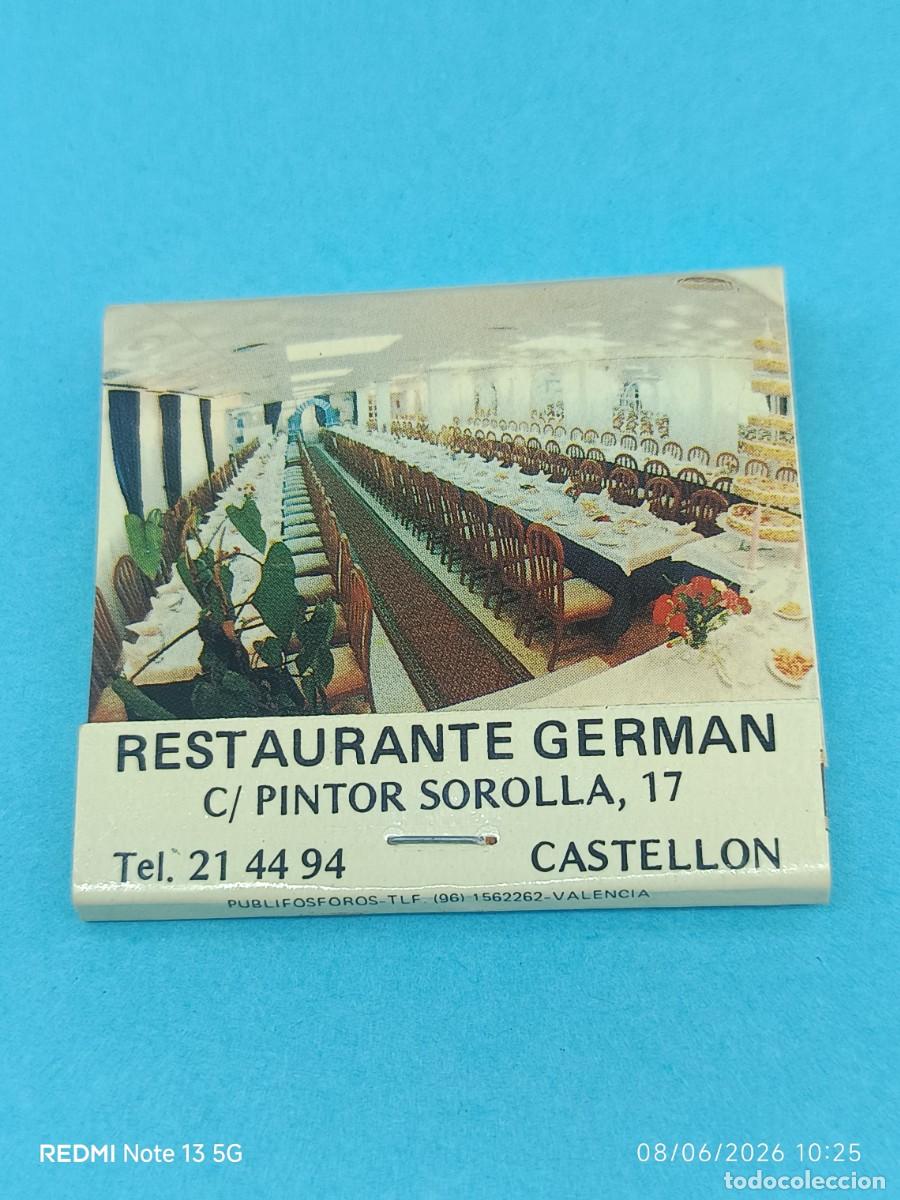 Cajas de Cerillas: CAJA CERILLAS RESTAURANTE GERMAN -CASTELLON