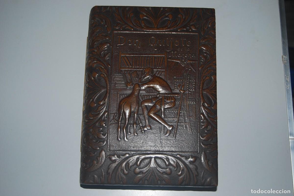 Cajas de Cerillas: ANTIGUA CAJA DE TABACO DE MADERA Y PIEL REPUJADA CON IMAGEN DE DON QUIJOTE (VER FOTOGRAFIAS)