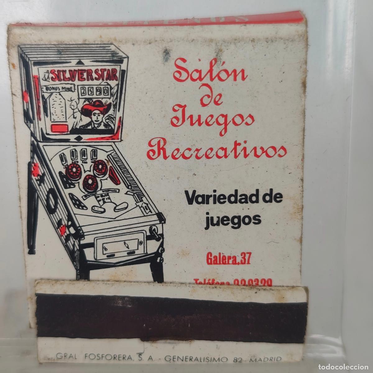 Cajas de Cerillas: Caja de cerillas f&oacute;sforos SAL&Oacute;N DE JUEGOS RECREATIVOS LA CORU&Ntilde;A