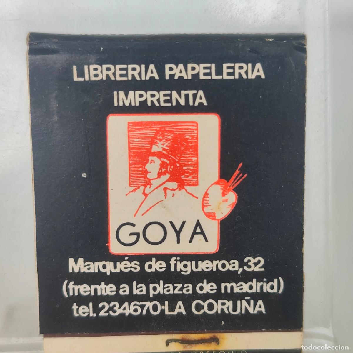 Cajas de Cerillas: Caja de cerillas f&oacute;sforos LIBRER&Iacute;A PAPELER&Iacute;A GOYA LA CORU&Ntilde;A