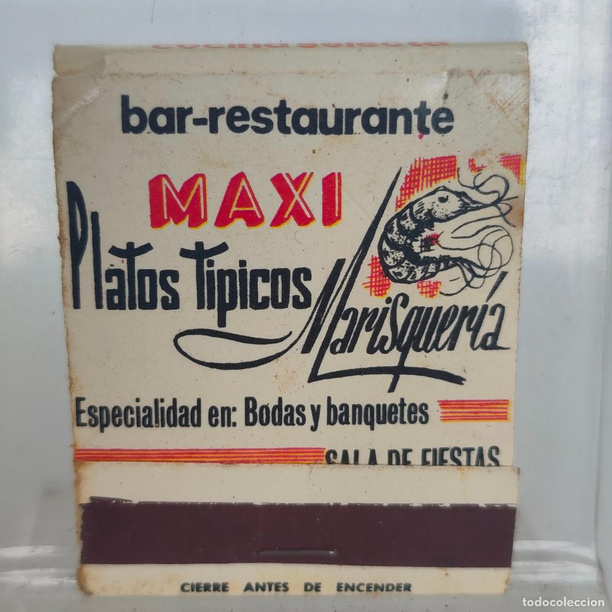Cajas de Cerillas: Caja de cerillas f&oacute;sforos BAR RESTAURANTE MAXI LA CORU&Ntilde;A