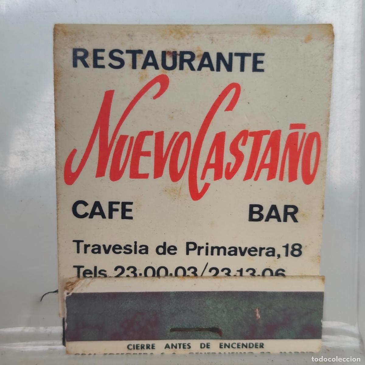 Cajas de Cerillas: Caja de cerillas f&oacute;sforos RESTAURANTE NUEVO CASTA&Ntilde;O A LA CORU&Ntilde;A