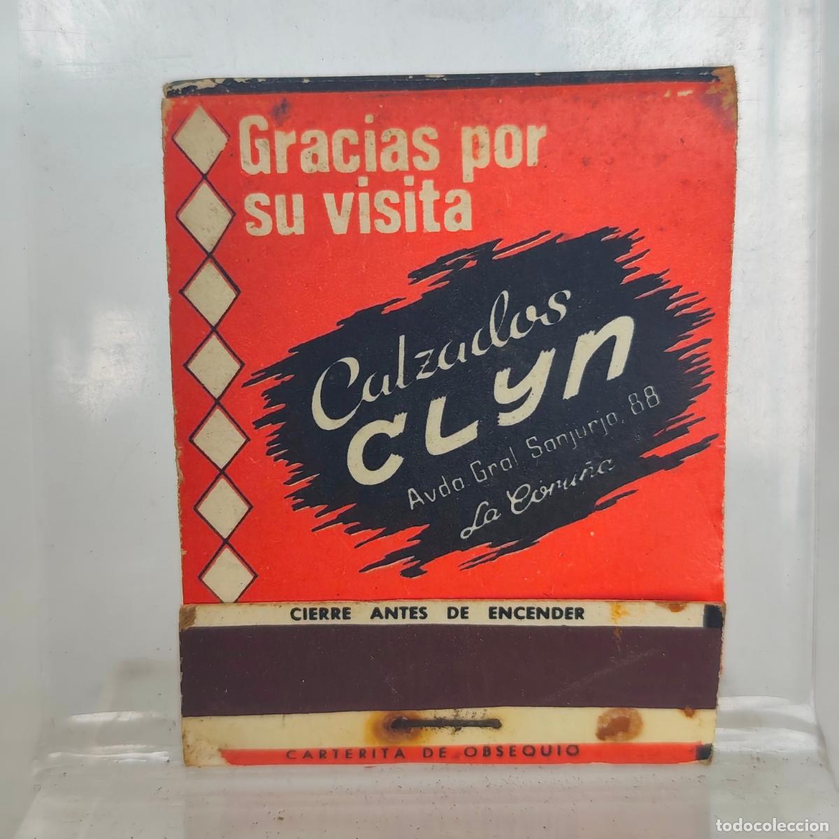 Cajas de Cerillas: Caja de cerillas f&oacute;sforos CALZADOS CLYN A LA CORU&Ntilde;A