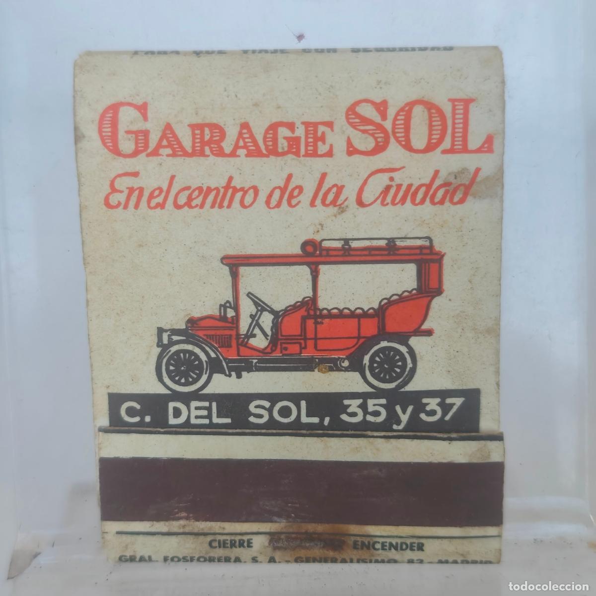 Cajas de Cerillas: Caja de cerillas f&oacute;sforos GARAJE SOL A LA CORU&Ntilde;A