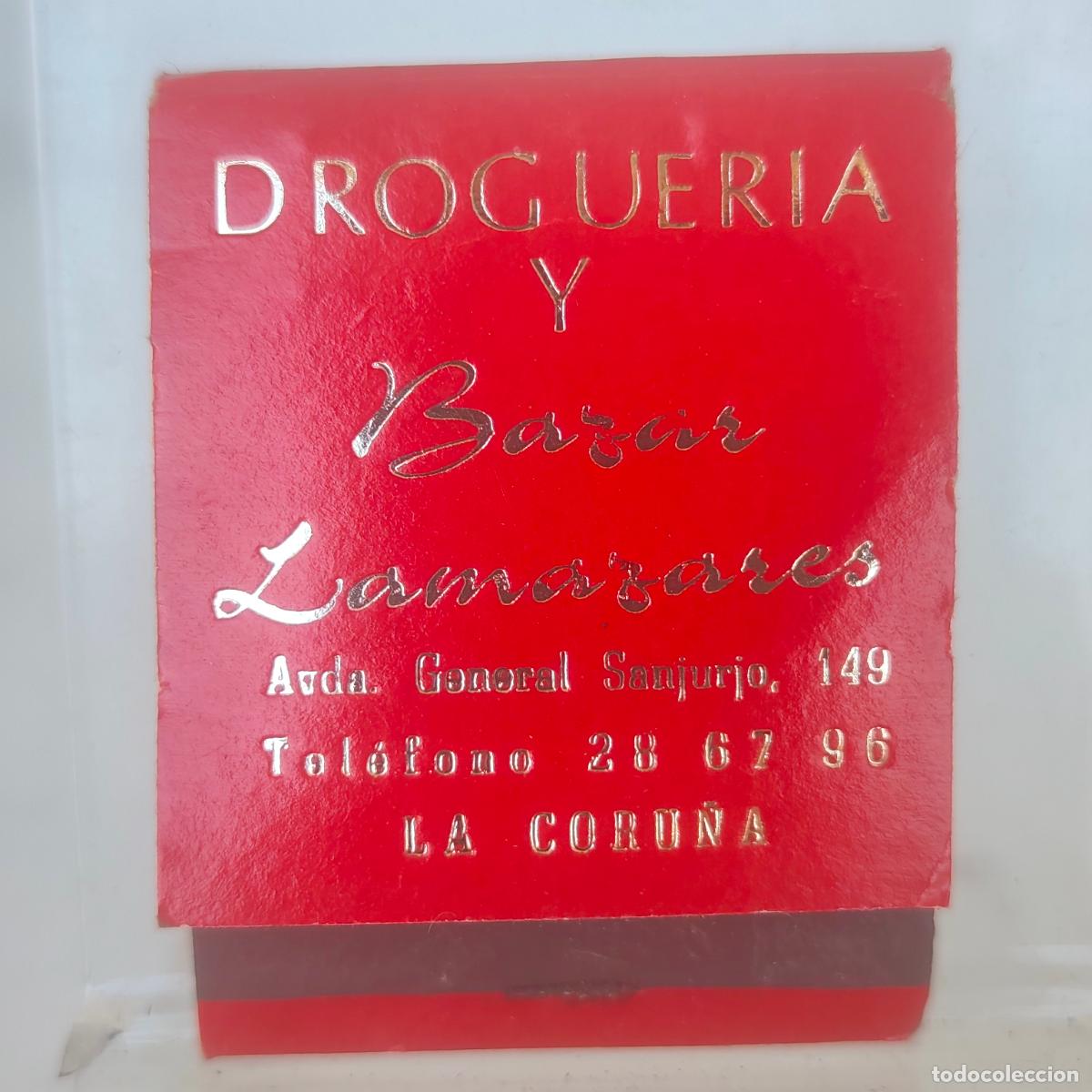 Cajas de Cerillas: Caja de cerillas f&oacute;sforos DROGUER&Iacute;A BAZAR A LA CORU&Ntilde;A