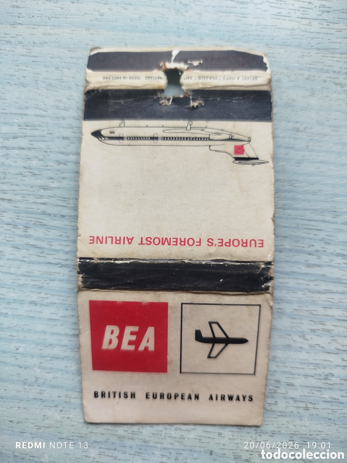 Cajas de cerillas: caja cerillas aerolineas BEA--Britis aerways