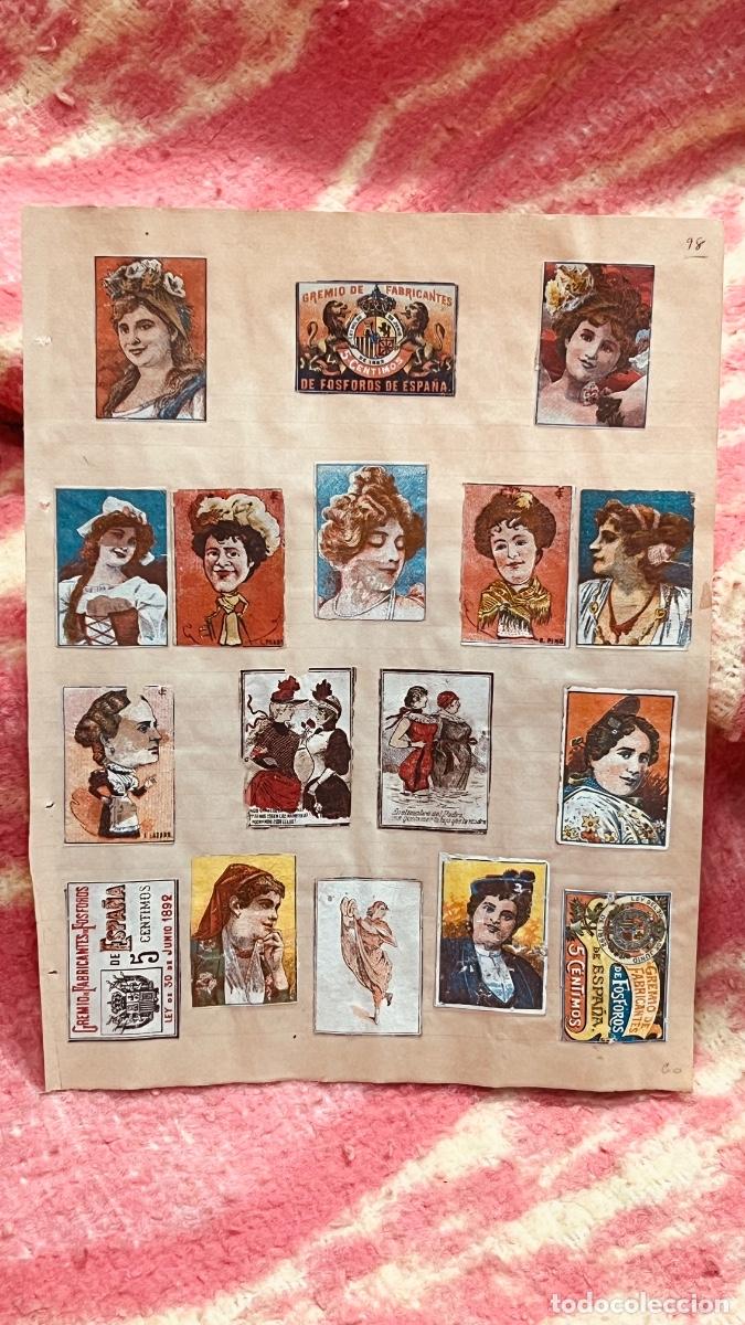 Cajas de cerillas: 17 cromos filumenismo cajas de cerillas gremio fabricantes f&oacute;sforos fin s XIX ppio S XX colecci&oacute;n