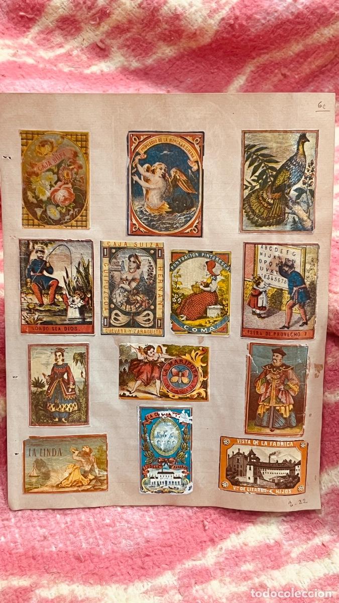 Cajas de cerillas: 16 cromos filumenismo cajas cerillas personajes sat&iacute;ricos lizarbe mariposa s XIX ppio S XX colecci&oacute;n