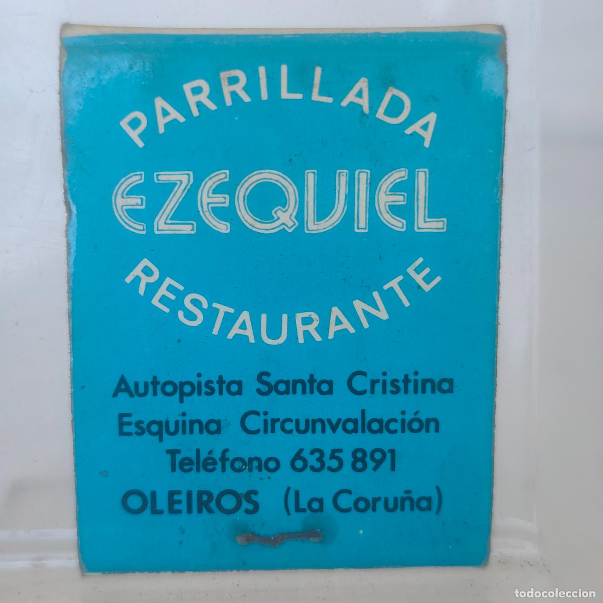 Cajas de cerillas: Caja de cerillas f&oacute;sforo PARRILLADA RESTAURANTE EZEQUIEL A LA CORU&Ntilde;A