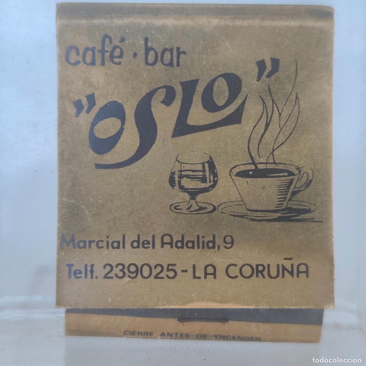 Cajas de cerillas: Caja de cerillas f&oacute;sforo CAFE BAR OSLO A LA CORU&Ntilde;A