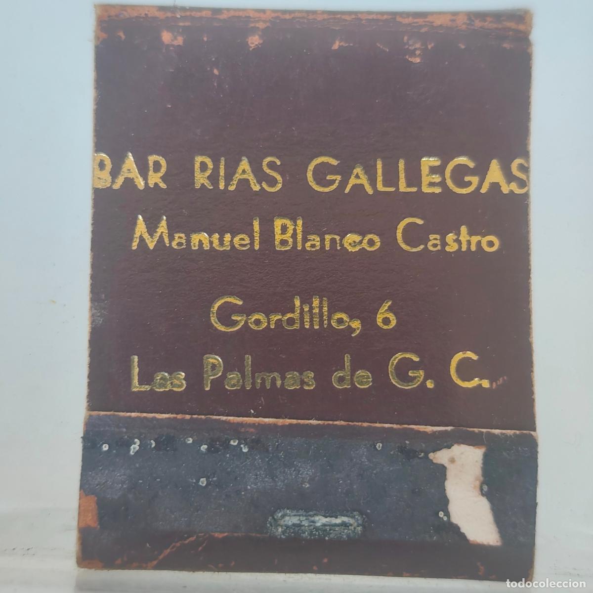 Cajas de cerillas: Caja de Cerilla BAR RIAS GALLEGAS LAS PALMAS DE GRAN CANARIA PUBLICIDAD
