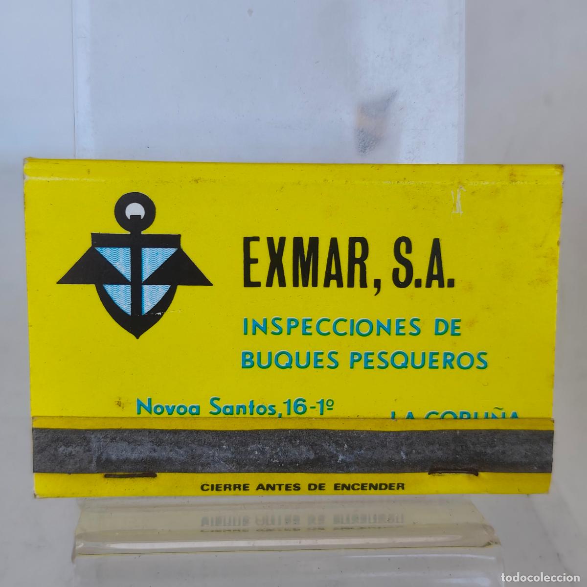 Cajas de cerillas: Caja de Cerillas f&oacute;sforo EXMAR INSPECCI&Oacute;N DE BUQUES PESQUEROS PUBLICIDAD