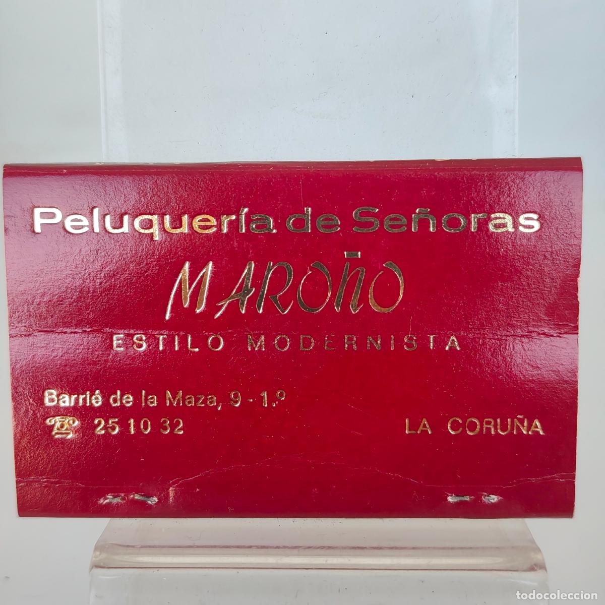 Cajas de cerillas: CAJA DE CERILLAS f&oacute;sforos peluquer&iacute;a se&ntilde;oras maro&ntilde;o BRUSHING CABALLEROS La Coru&ntilde;a a coru&ntilde;a