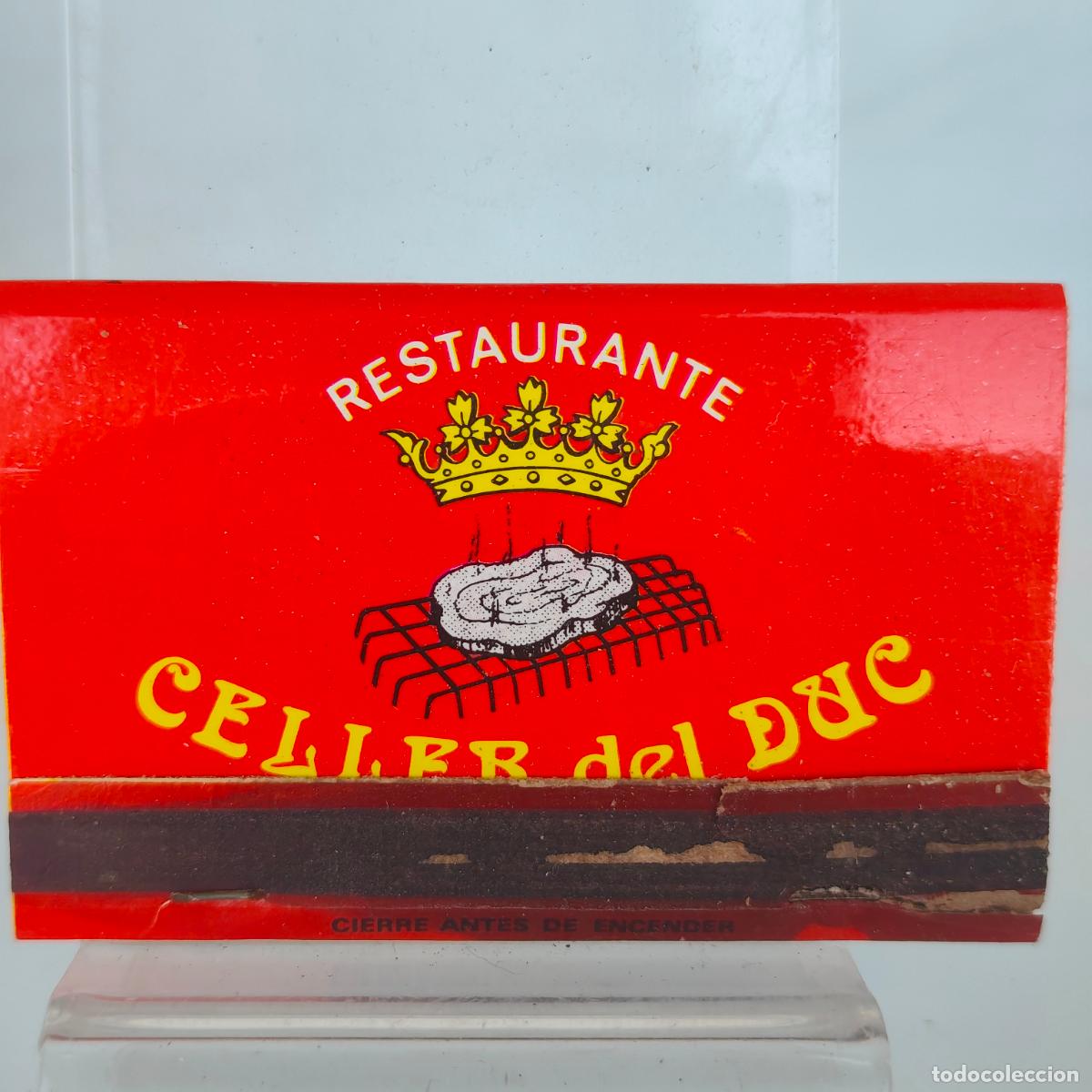 Cajas de cerillas: CAJA DE CERILLAS f&oacute;sforos GANDIA RESTAURANTE CELLER DEL DUC