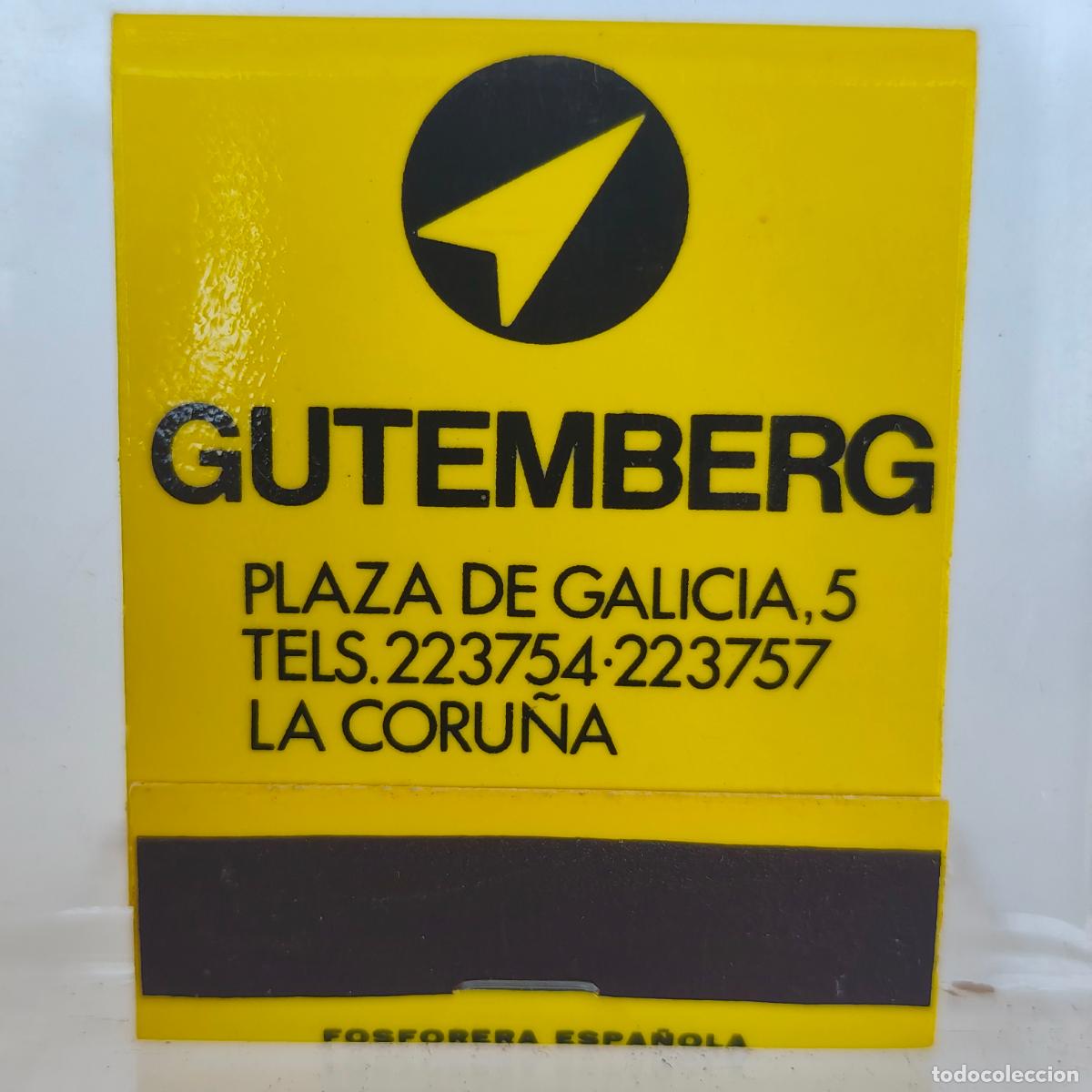 Cajas de cerillas: CAJA DE CERILLAS GUTENBERG LA CORU&Ntilde;A A CORU&Ntilde;A