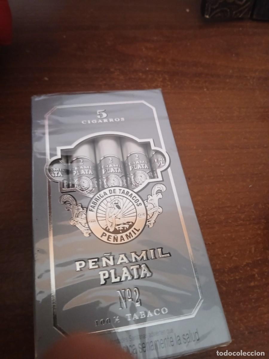 Cajas de cerillas: Antigua caja cajetilla tabaco puros pe&ntilde;amil plata precintado