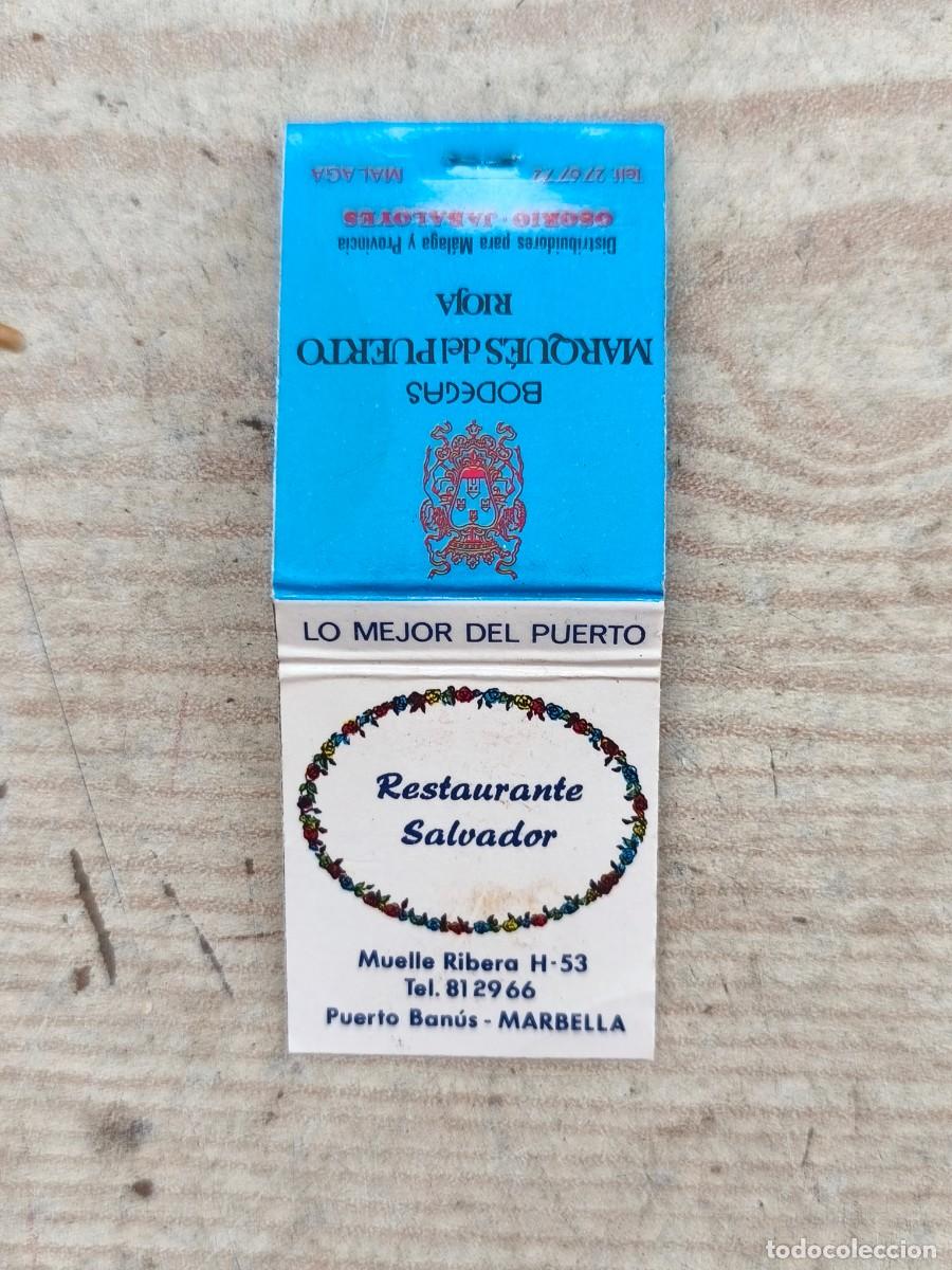 Cajas de cerillas: Carterita De Cerillas - Restaurante Salvador - Puerto Ban&uacute;s, Marbella - 019