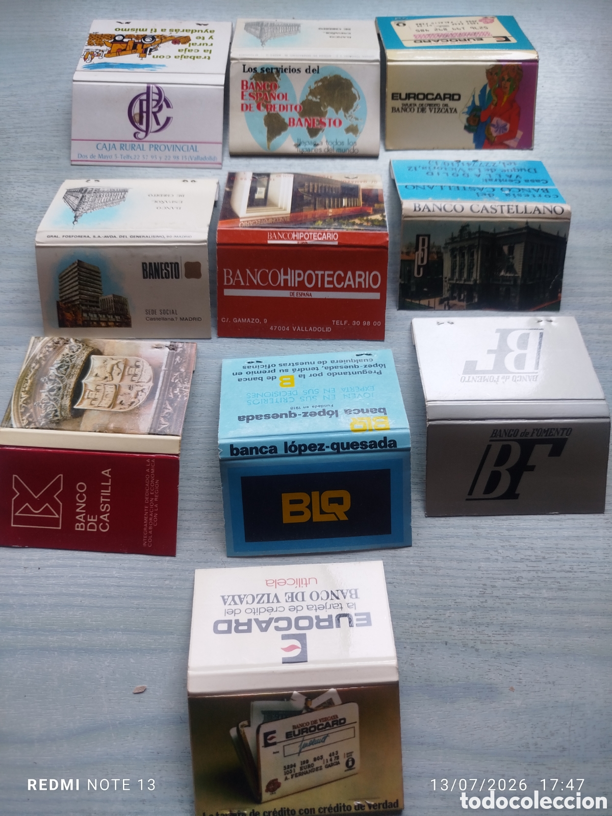 Caixas de F&oacute;sforos: lote 10 cajas cerillas tema bancos
