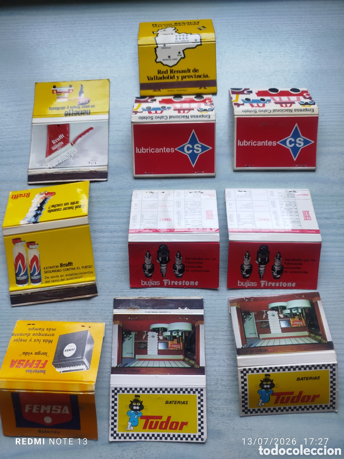 Caixas de F&oacute;sforos: lote 10 cajas cerillas tema motor