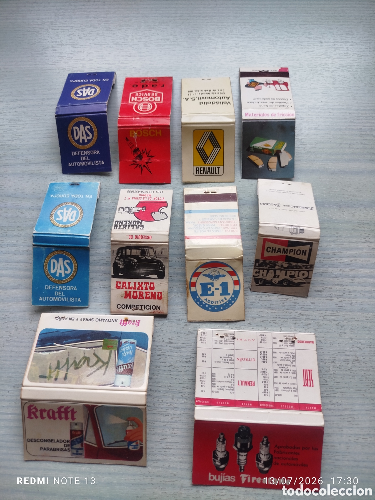 Caixas de F&oacute;sforos: lote 10 cajas cerillas tema motor