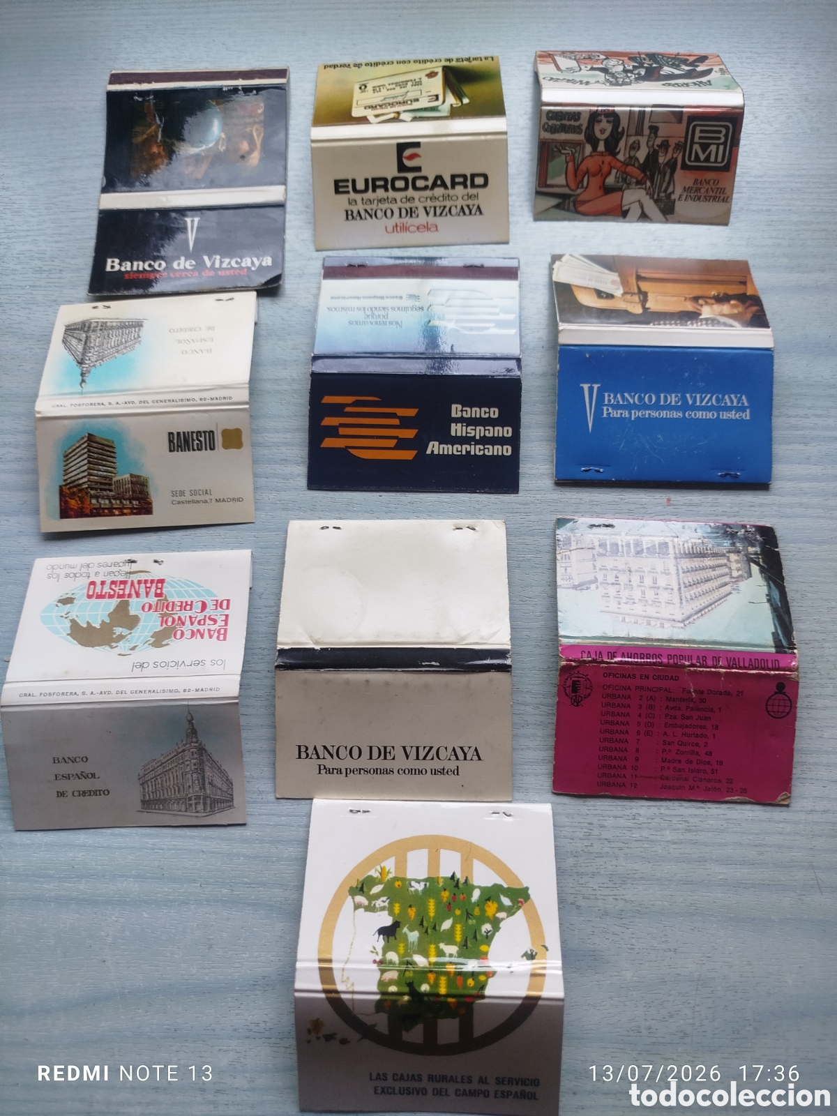 Caixas de F&oacute;sforos: lote 10 cajas cerillas tema bancos